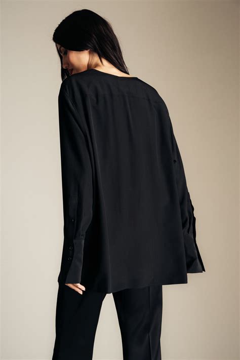 givenchy plunging blouse|Blouse in silk with long removable lavalliere .